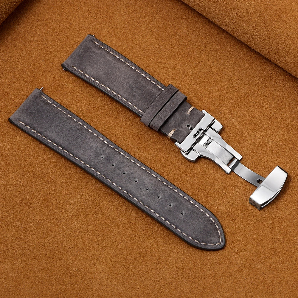 Garmin Calfskin Butterfly Clasp Band in Gray