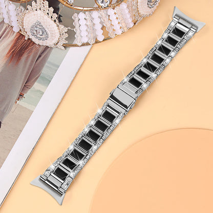 Silver / Black Google Pixel Watch 5, 4 and 3 41mm Resin Inlay Link Bracelet Band