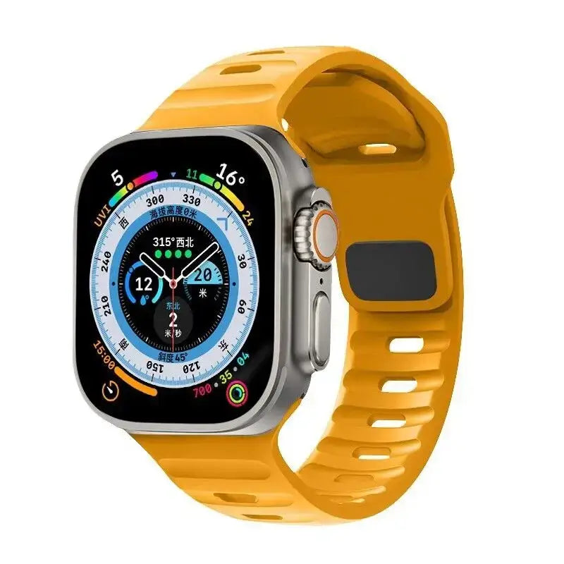 Golden Yellow slotted silicone Apple Watch sport band