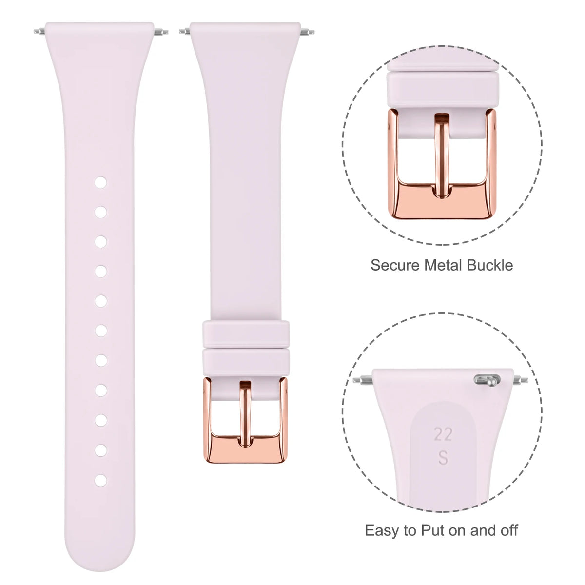 Fitbit Versa 2 Slim Silicone Buckle Band - Buckle and connector details