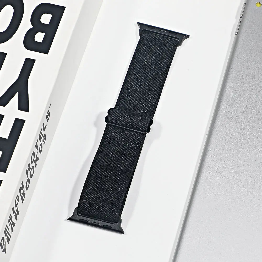 Stretch Nylon Apple Watch Loop - Solid & Patterned in Black