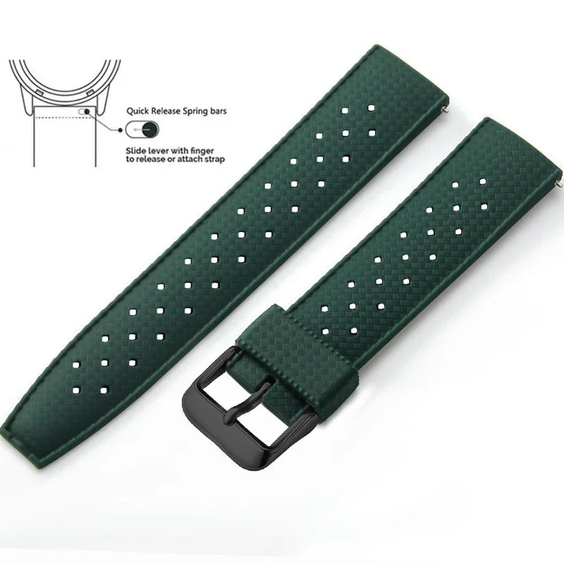 Tropic Silicone Band for Motorola Moto — Forest Green / Black Buckle (Option 4)
