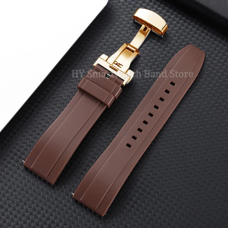 Garmin Silicone Butterfly Clasp Band in Brown with Gold Clasp