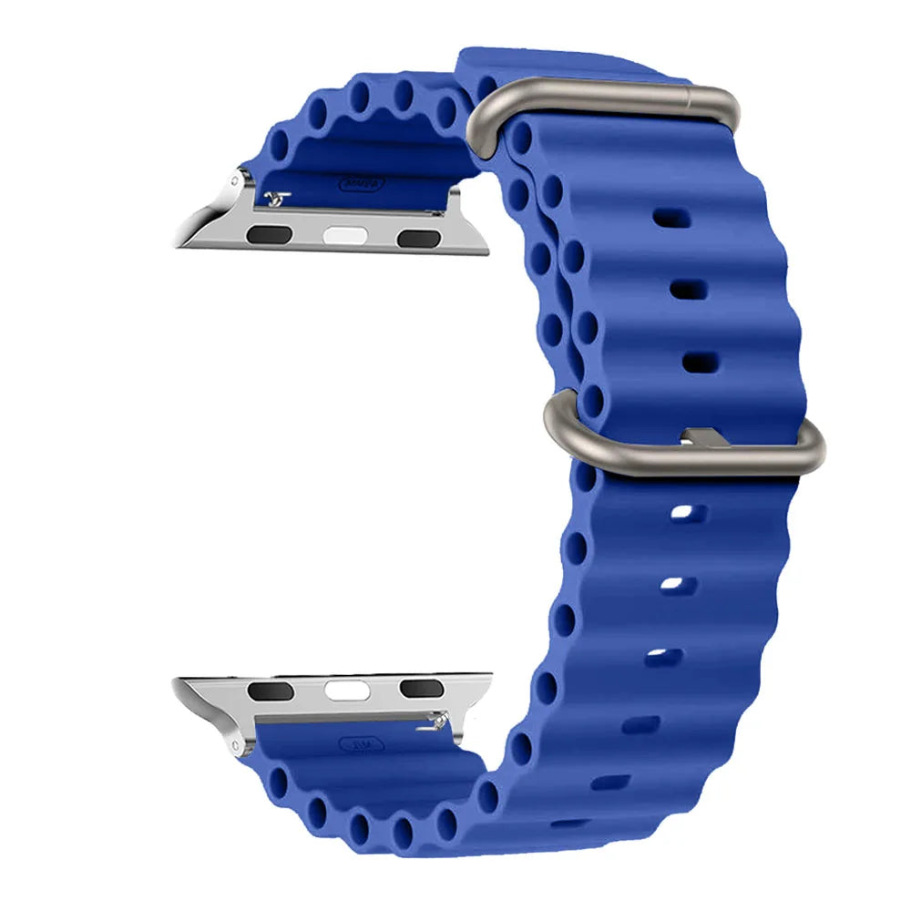 Ribbed Silicone Apple Watch Band - Solid & Two-Tone in Royal Blue