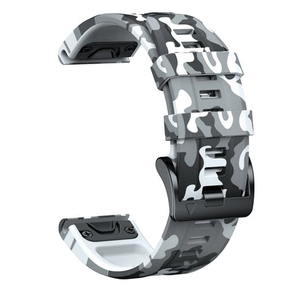 White / Gray Camo Garmin QuickFit 22/26mm Silicone Band, Camo and Solid Colors