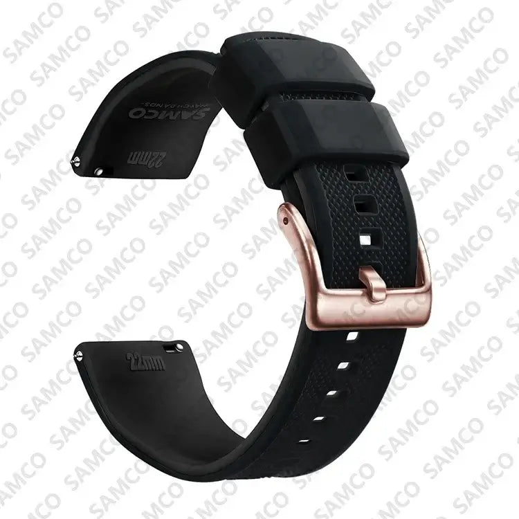 Amazfit Textured Silicone Band with Buckle Choices — Black / Rose Gold Buckle