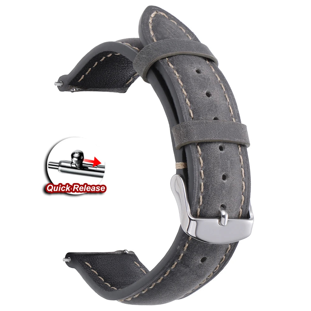 Garmin Vintage Stitched Leather Band in Gray
