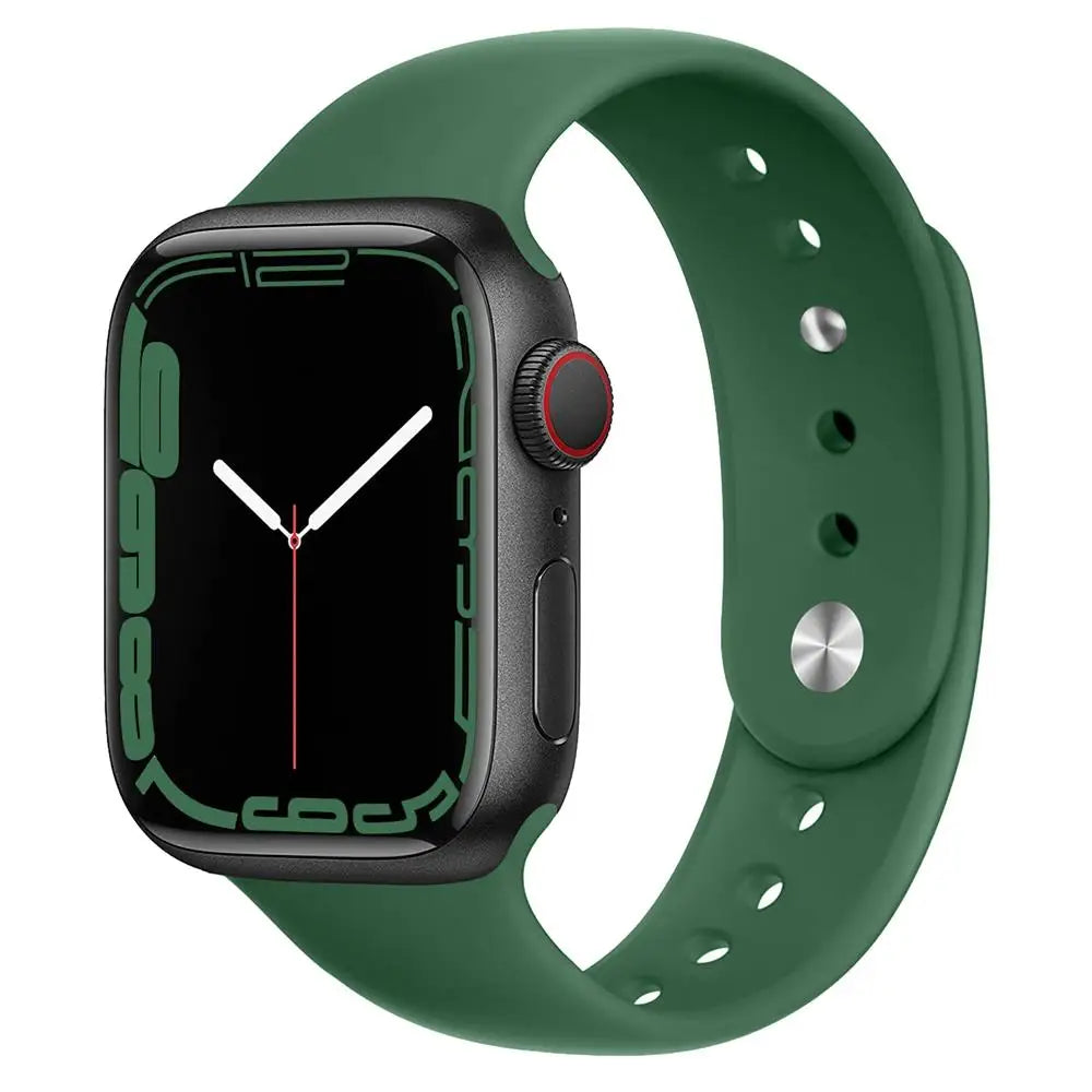 Double-Pin Silicone Apple Watch Sport Band in Forest Green