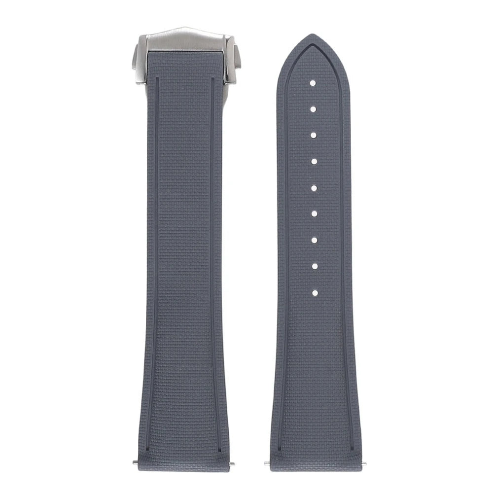 Garmin Sailcloth-Texture FKM Rubber Band in Gray with Silver Clasp