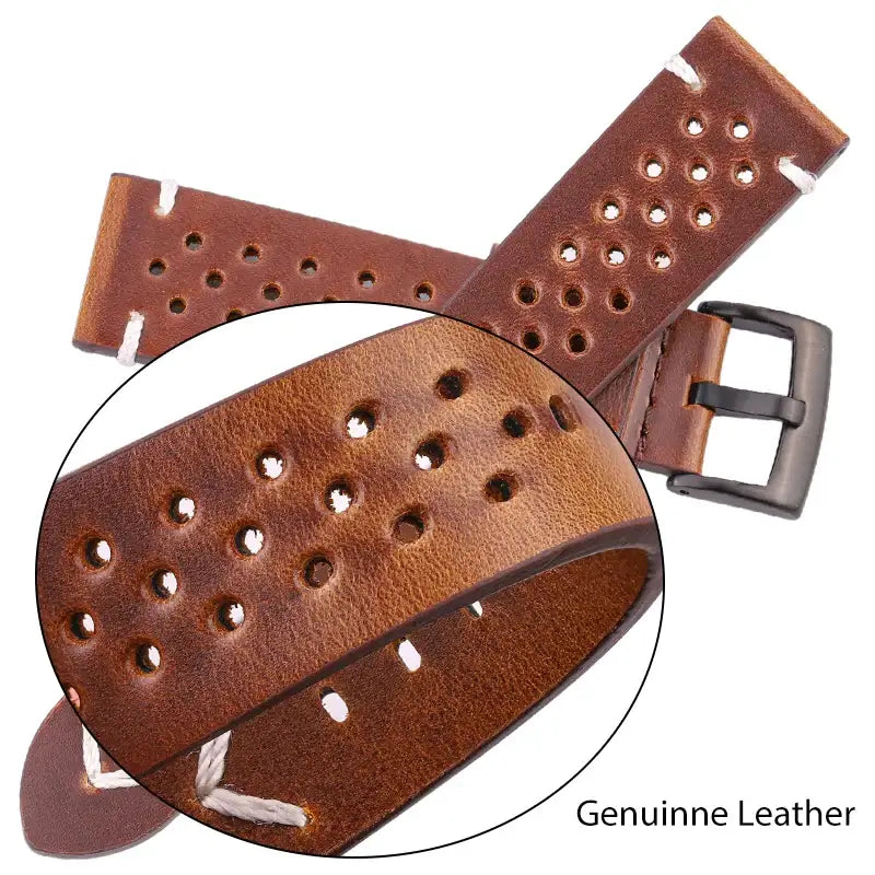 Perforated leather strap surface detail for compatible Huawei watches