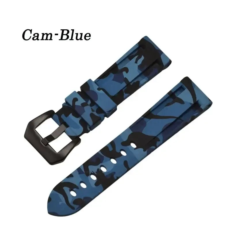 Camouflage Silicone Buckle Band in Blue Camo / Black Buckle for compatible Huawei watches