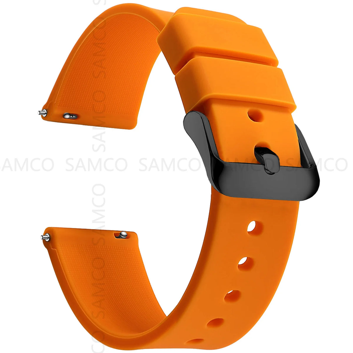 Garmin Curved-End Silicone Band in Orange with Black Buckle