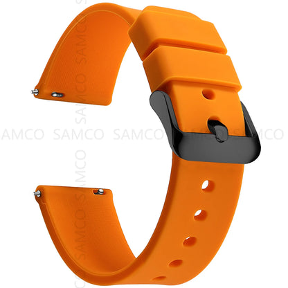 Garmin Curved-End Silicone Band in Orange with Black Buckle