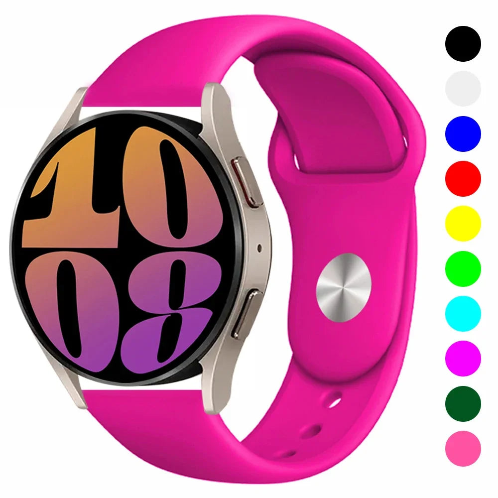 OnePlus Smartwatch Silicone Band - Replacement Sport Strap Accessory in vibrant pink color with a modern digital watch face.