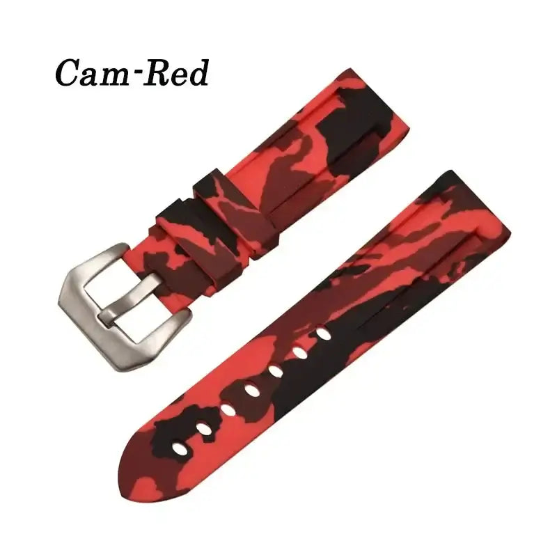 Samsung Galaxy Watch Camo Silicone Band in Red Camo / Silver Buckle