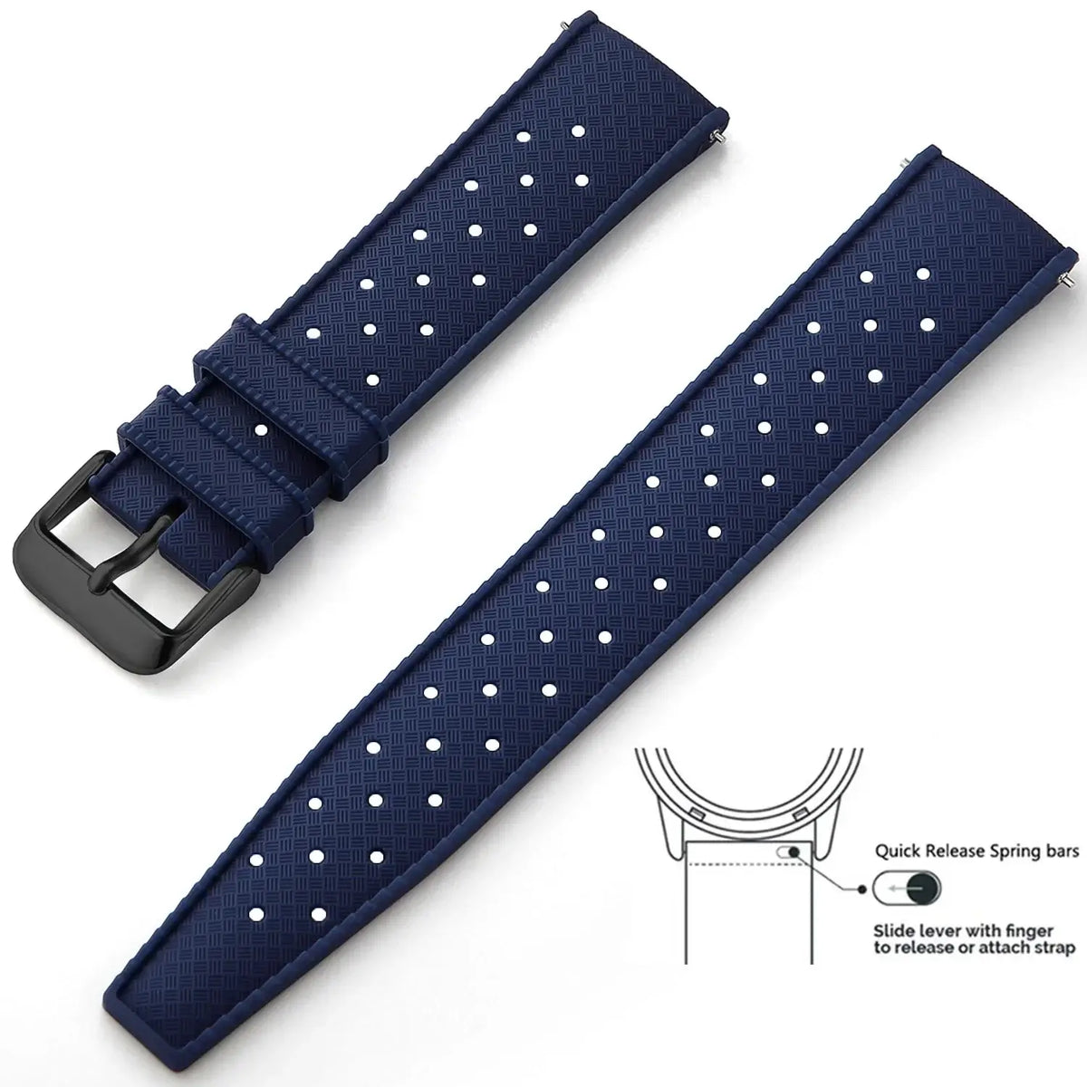 Tropic Silicone Band for Amazfit – Navy Blue / Black Buckle