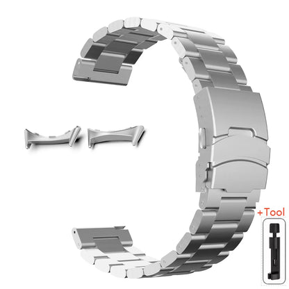 Silver Google Pixel Watch 5, 4 and 3 45mm Titanium Link Band, Safety Clasp