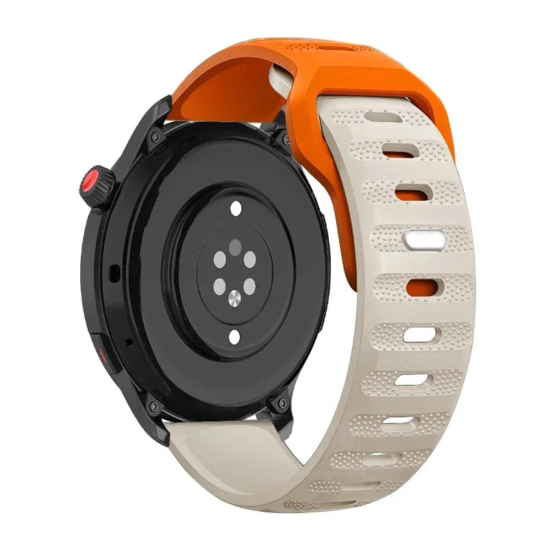 OnePlus Smartwatch Bands Silicone Sport Strap Bracelet Replacement with orange and beige color design.