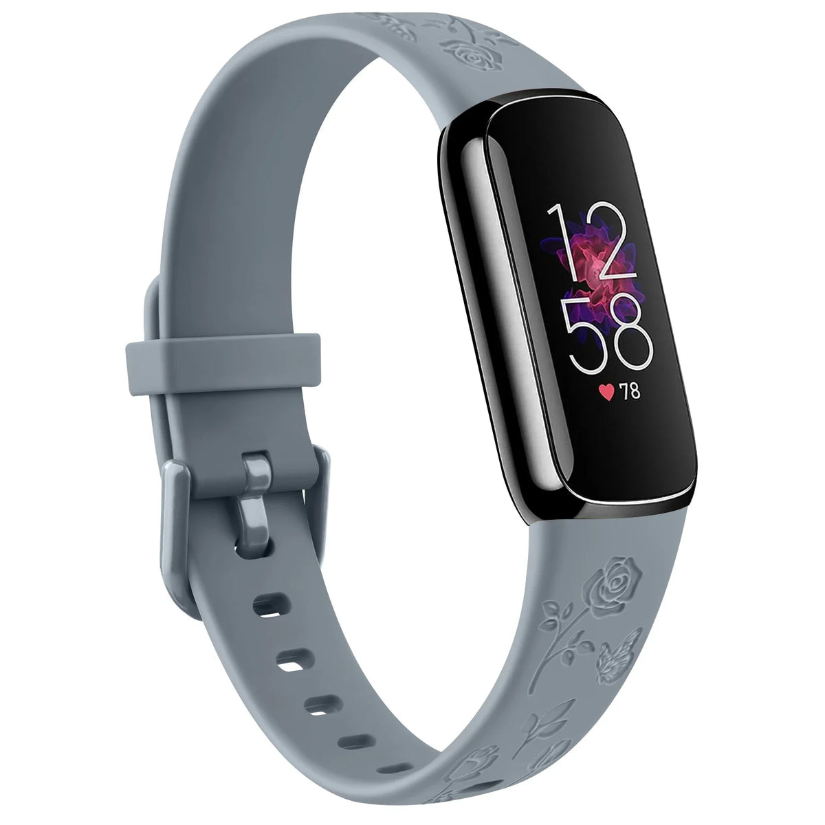 Fitbit Luxe Floral-Engraved TPU Band - Blue Gray
