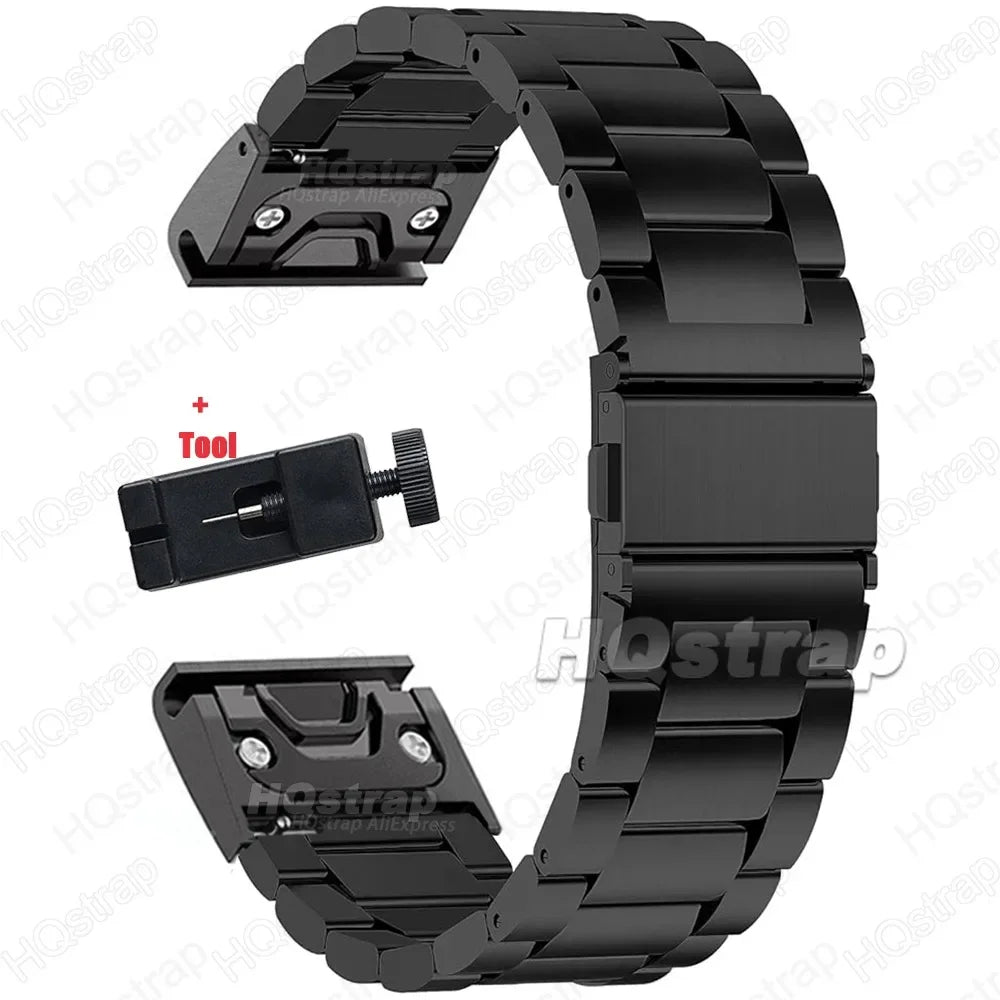 Garmin QuickFit Stainless Steel Link Bracelet black bracelet with link adjustment tool