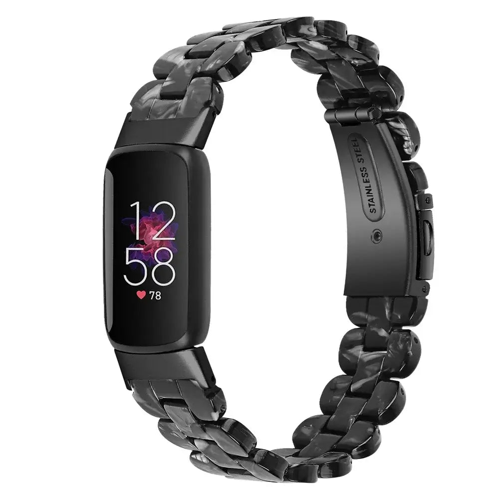 Fitbit Luxe Marbled & Tortoiseshell Resin Band - Black Marble / Black