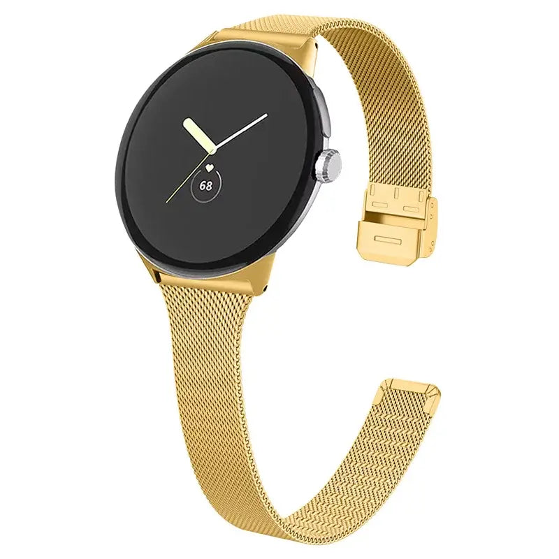 Clasp Mesh Stainless Steel Google Pixel Watch Band in Gold