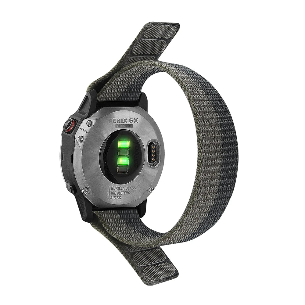 Gray 1 Garmin QuickFit 22/26mm Soft Nylon Hook-and-Loop Sport Band