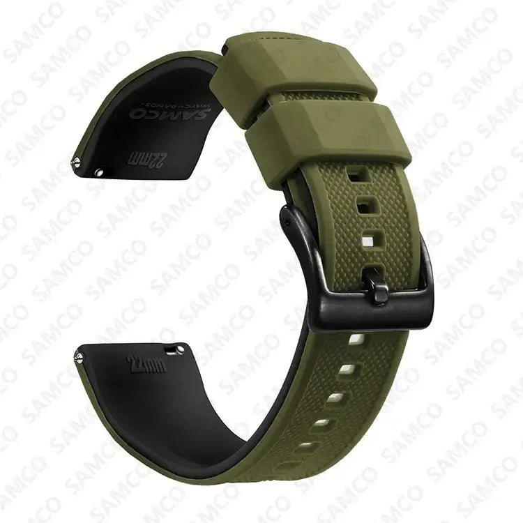 Amazfit Textured Silicone Band with Buckle Choices — Olive / Black / Black Buckle