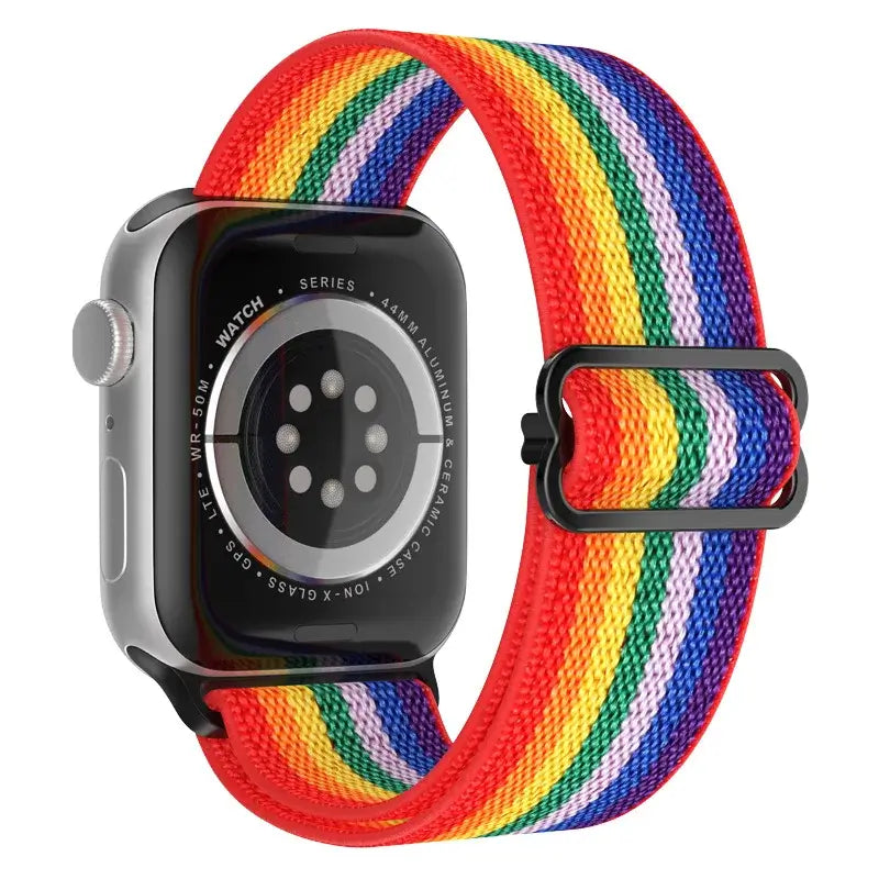 Rainbow stripe nylon Apple Watch band