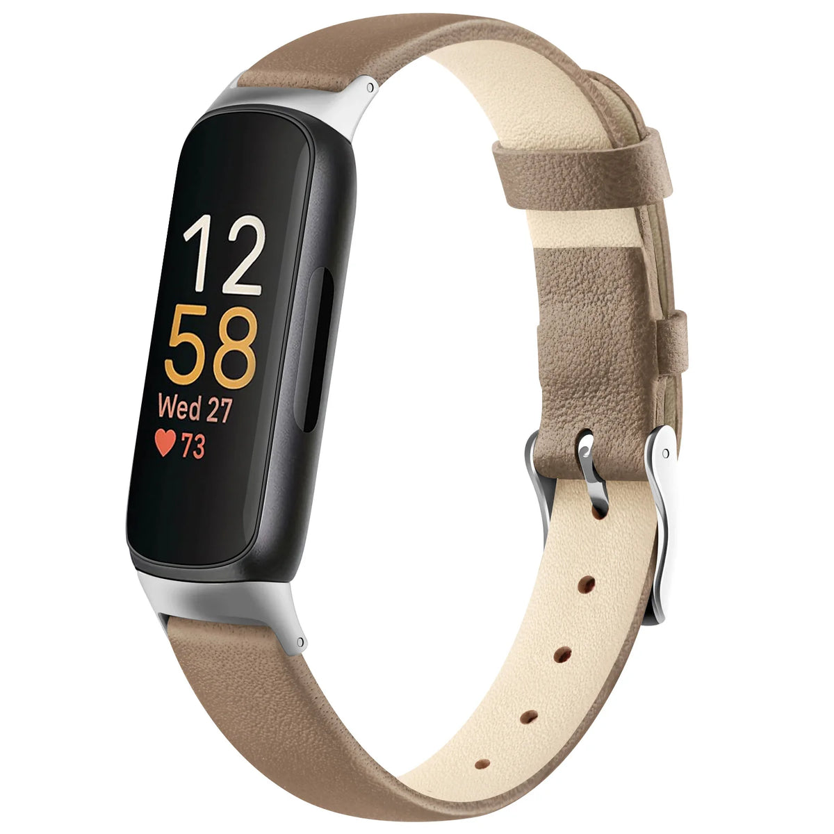 Taupe Fitbit Inspire 3, Inspire 2 and Ace 3 Leather Band, Floral and Solid