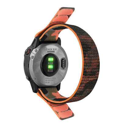 Orange Garmin QuickFit 22/26mm Soft Nylon Hook-and-Loop Sport Band