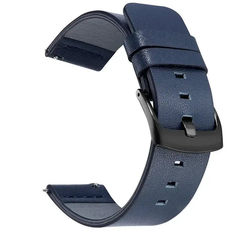 Amazfit Leather Band with Square Adjustment Holes — Navy Blue / Black Buckle