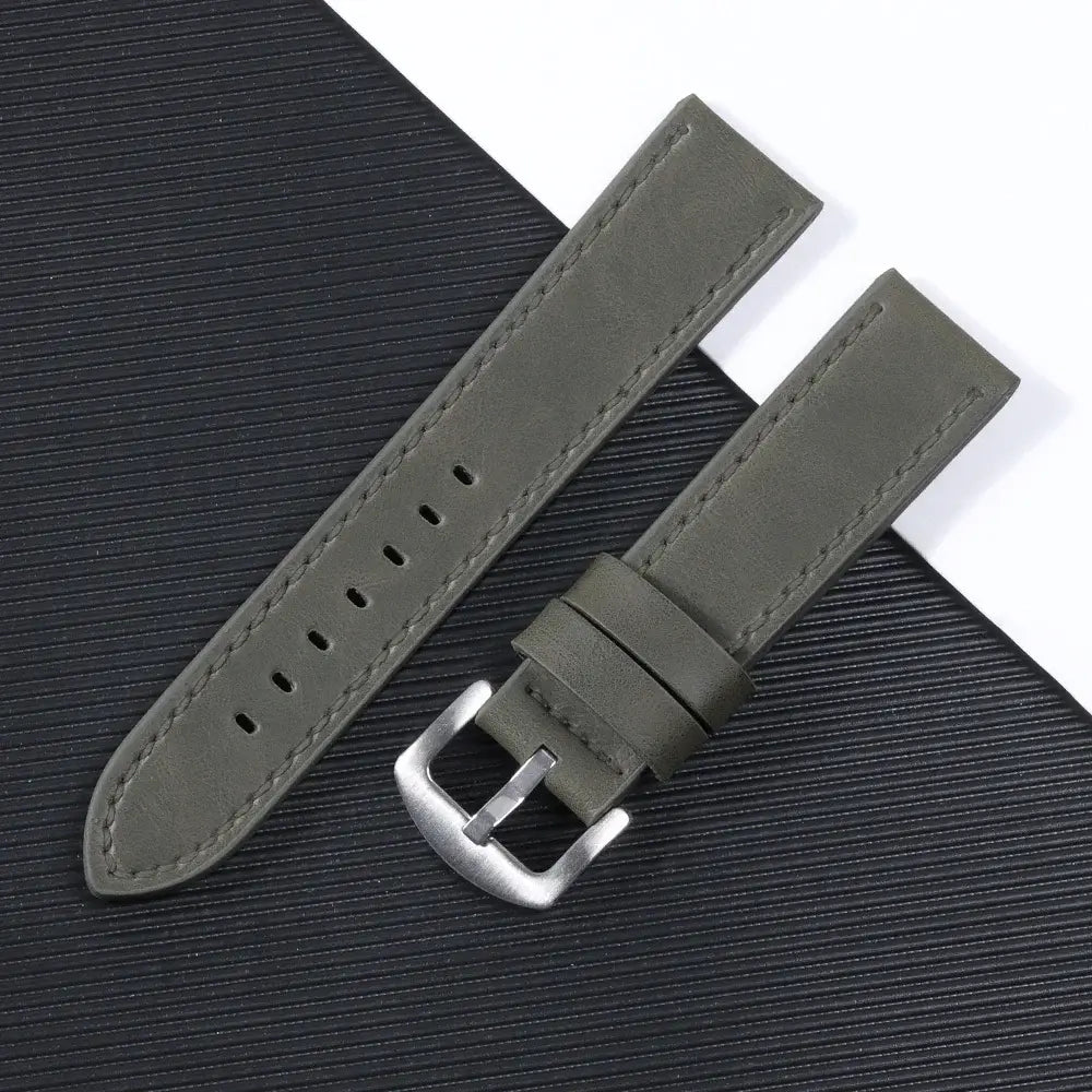 Suunto Leather Band with Stitching Options - Gray / Matching Stitching with silver buckle