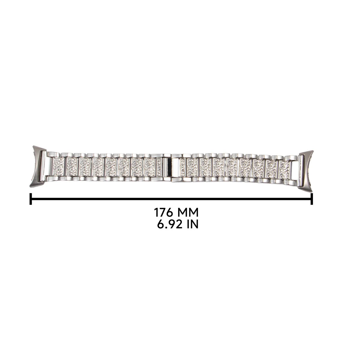 Google Pixel Watch 5, 4 and 3 Rhinestone Stainless Steel Link Band — product view