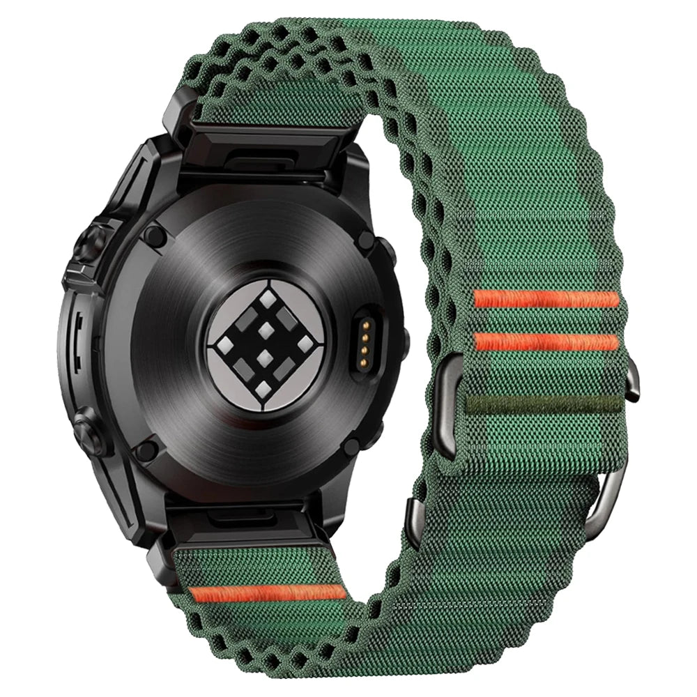 Green / Orange Garmin QuickFit 22/26mm Canvas Nylon Loop Band