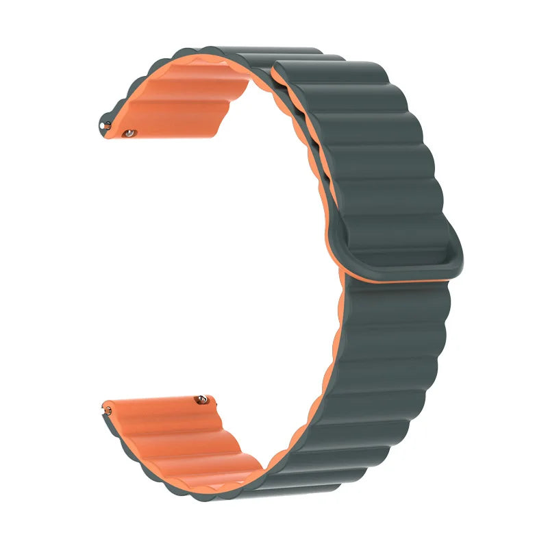 OnePlus Watch Magnetic Silicone Band Flexible Sport Strap in gray and orange, designed for comfort and style.
