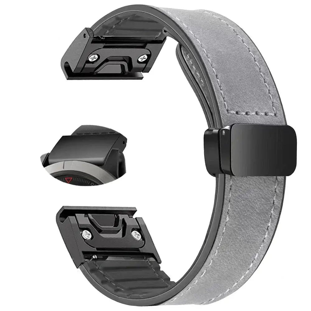 Garmin QuickFit Magnetic Leather Band in Gray - Style 1
