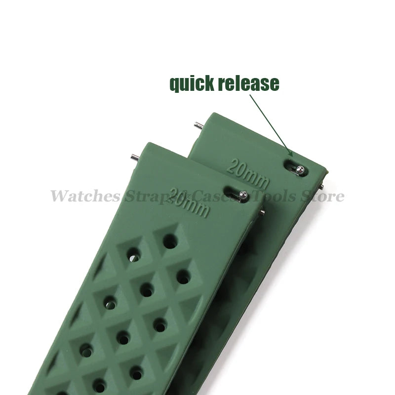 Garmin 18/20/22mm Quick Release Tropic-Style Silicone Band — quick-release pin close-up
