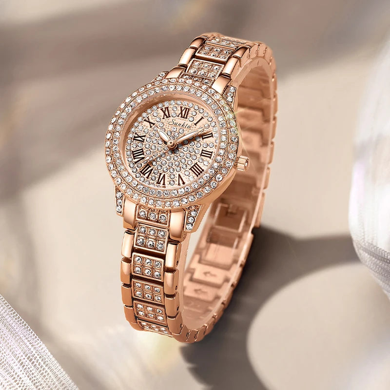 Women's Rose Gold-Tone Crystal Bracelet Watch — Crystal bracelet watch — BandsCo Straps