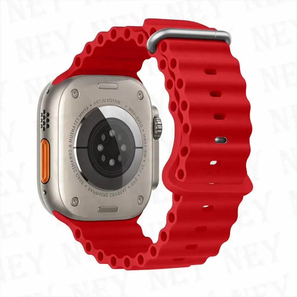 Red tubular silicone Apple Watch band