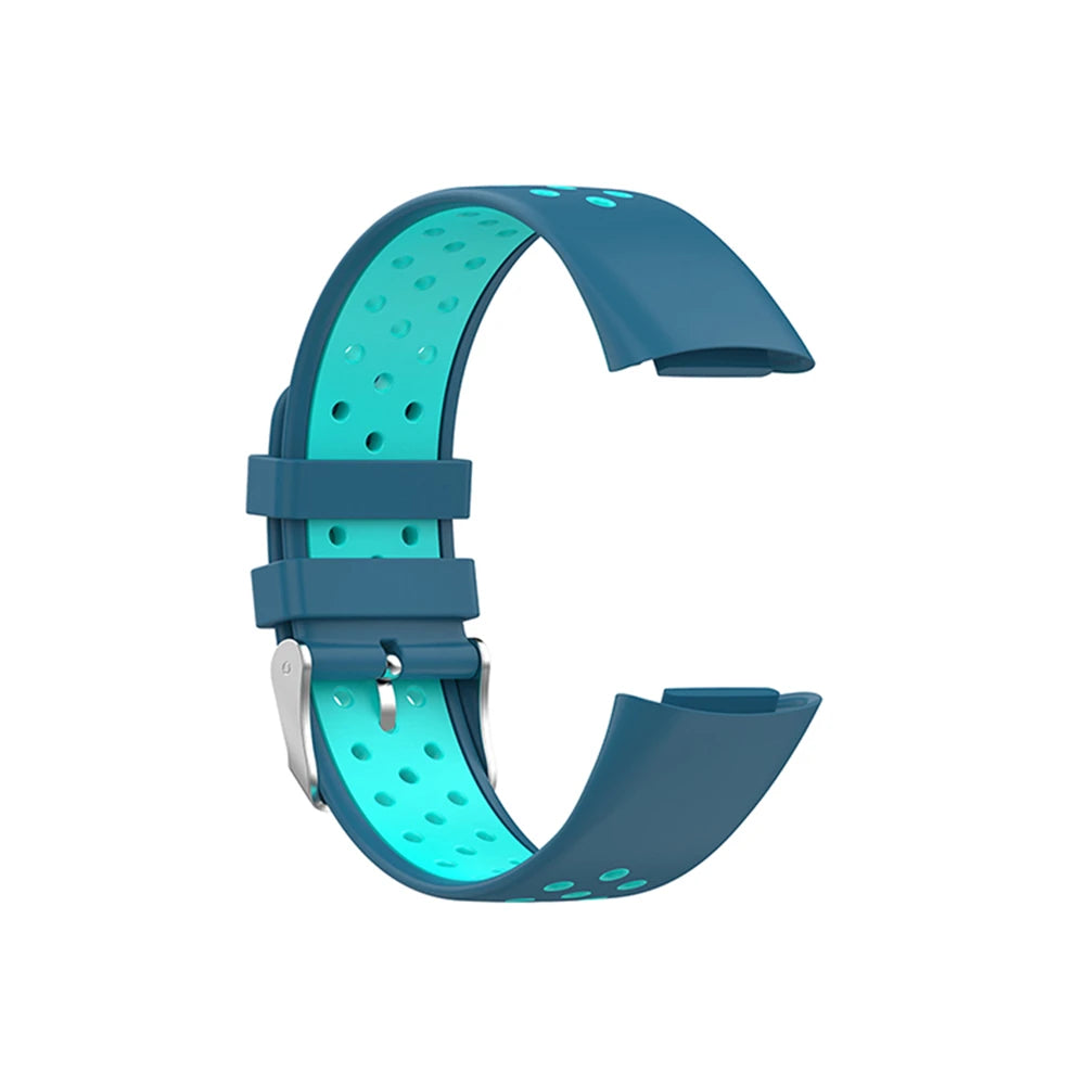 Fitbit Charge 5/6 Perforated Silicone Buckle Band - Blue / Teal