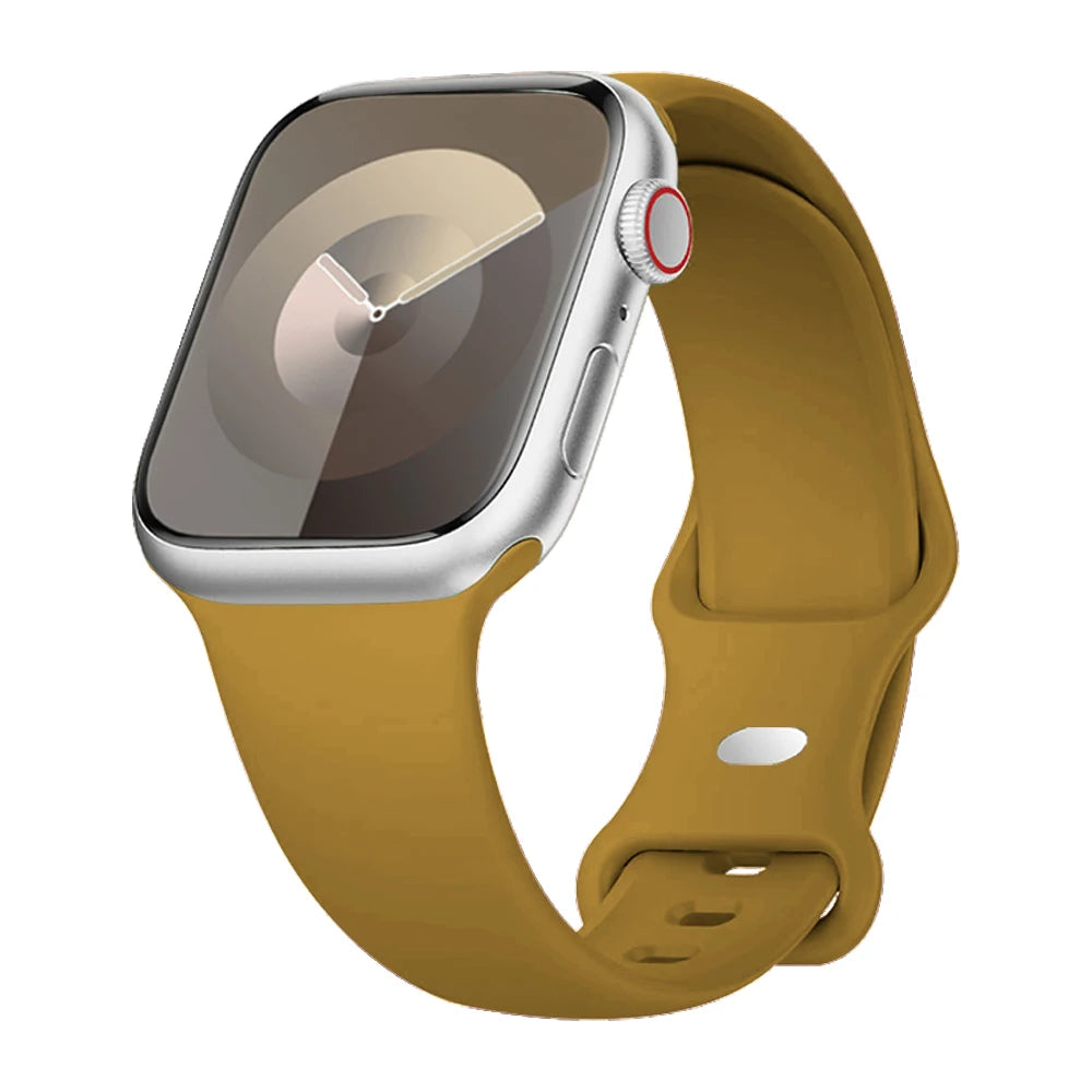 Smooth Silicone Apple Watch Sport Band with Pin Closure in Ochre