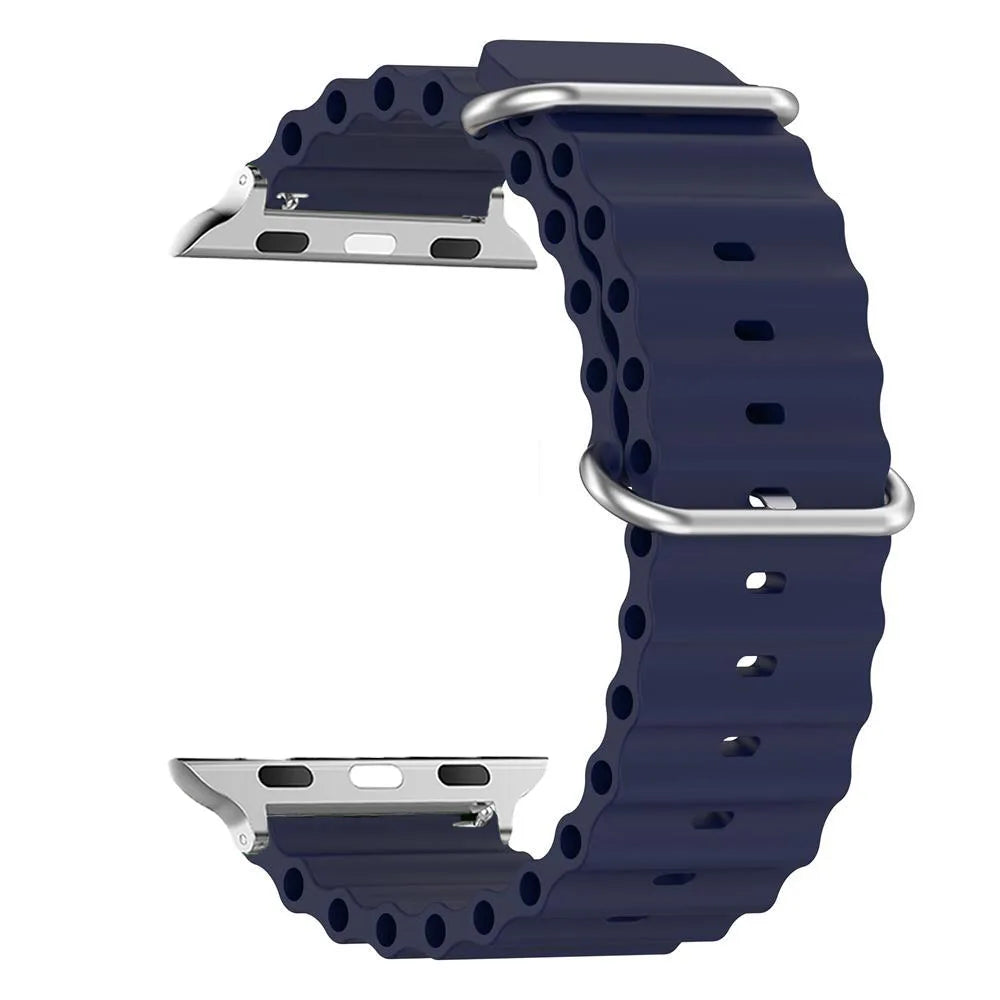 Ribbed Silicone Apple Watch Band - Solid & Two-Tone in Midnight Blue