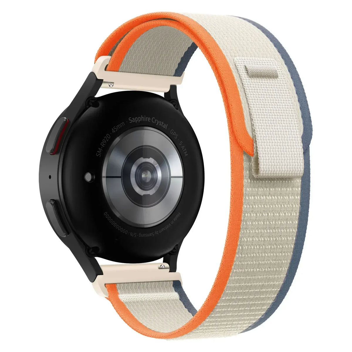 OnePlus Smartwatch Nylon Loop Band Replacement Strap Sport Adjustable on a smartwatch with a stylish fabric band.