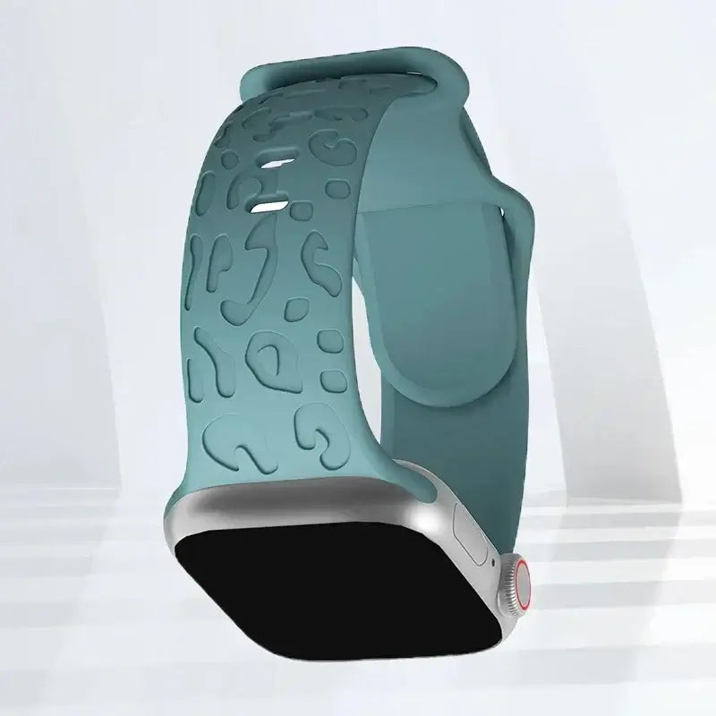 Teal Leopard silicone Apple Watch band