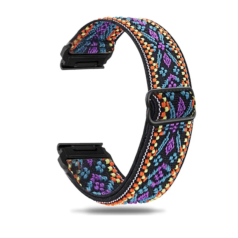 Bohemia Purple Garmin QuickFit 20/22/26mm Elastic Bohemian Woven Nylon Band