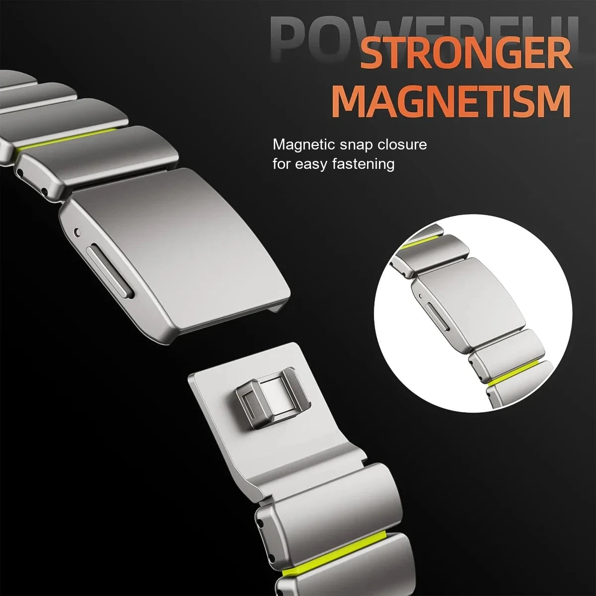 Samsung Galaxy Watch Ultra/Ultra2 Stainless Steel & Silicone Magnetic Band featuring powerful magnetism for secure fit.