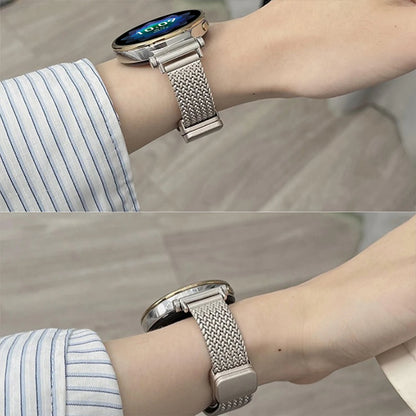 Garmin Slim Magnetic Metal Mesh Band worn on a wrist