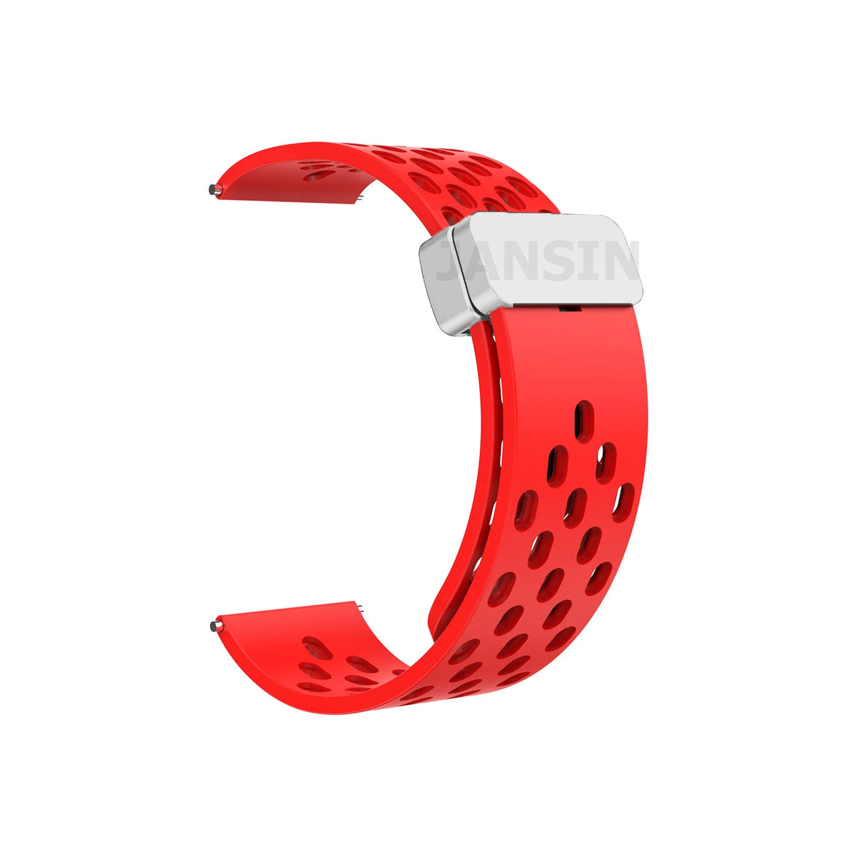 COROS Perforated Silicone Band with Magnetic Clasp – Red / Silver Clasp