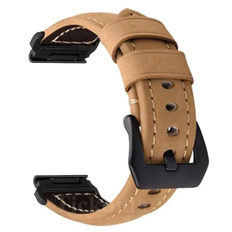 Garmin QuickFit Contrast-Stitch Leather Band in Tan